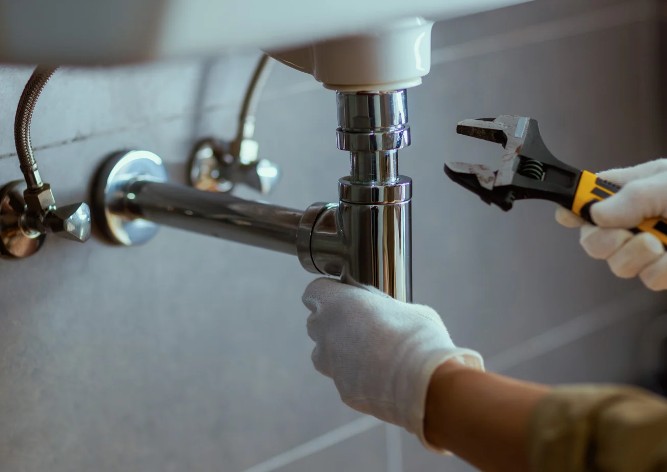 Ajuste de un sifón de lavabo con llave de tubo en Agüimes