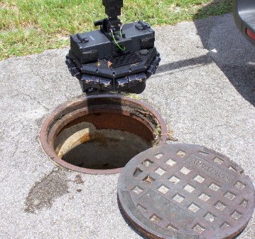 Inspección con cámara robotizada del sumidero de la calle — Vecindario